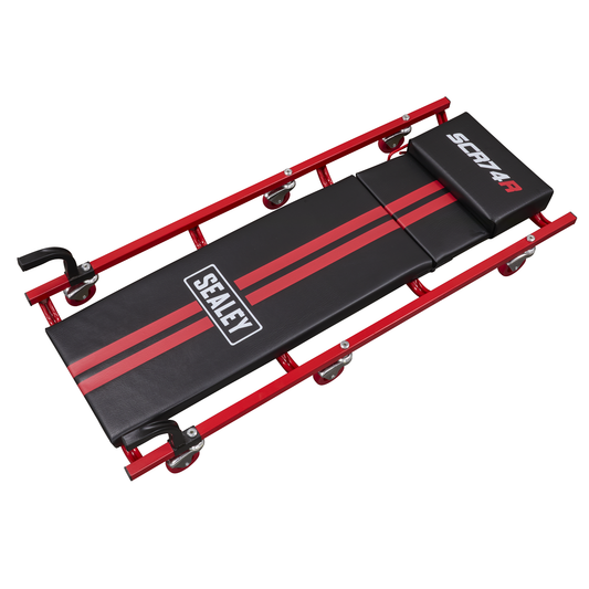 Sealey SCR74 American-Style Deluxe Creeper with Steel Frame, 6 Wheels & Adjustable Headrest 40"