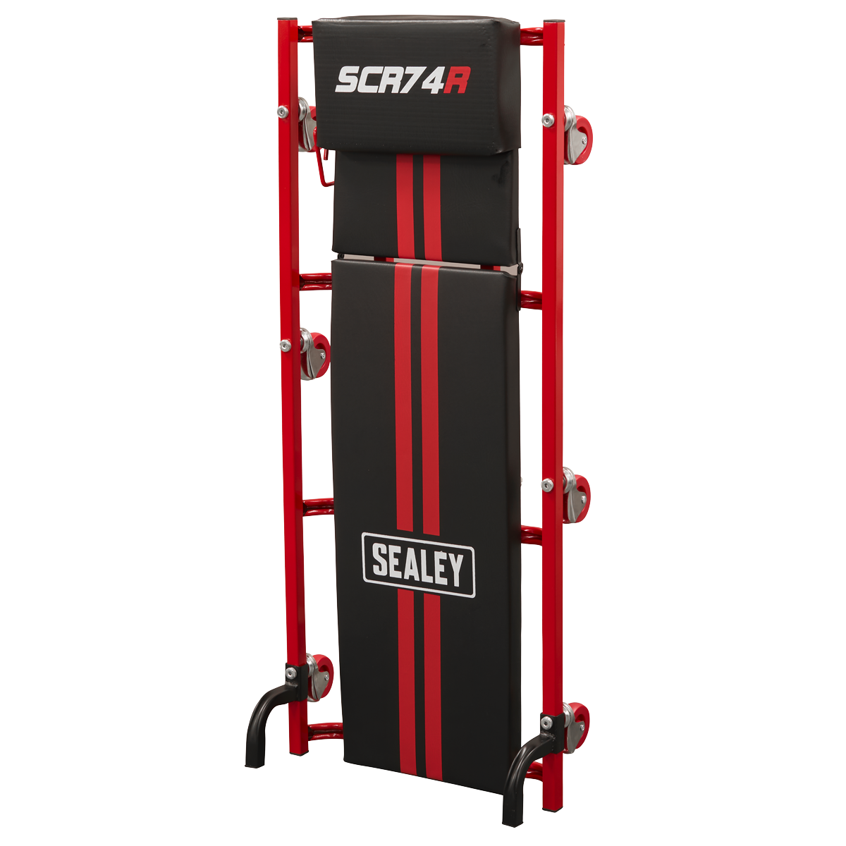 Sealey SCR74 American-Style Deluxe Creeper with Steel Frame, 6 Wheels & Adjustable Headrest 40"
