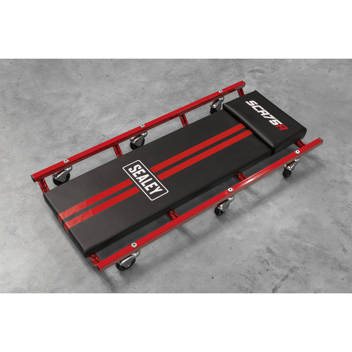 Sealey SCR75 36" Deluxe American-Style Creeper with Steel Frame & 6 Wheels - Red