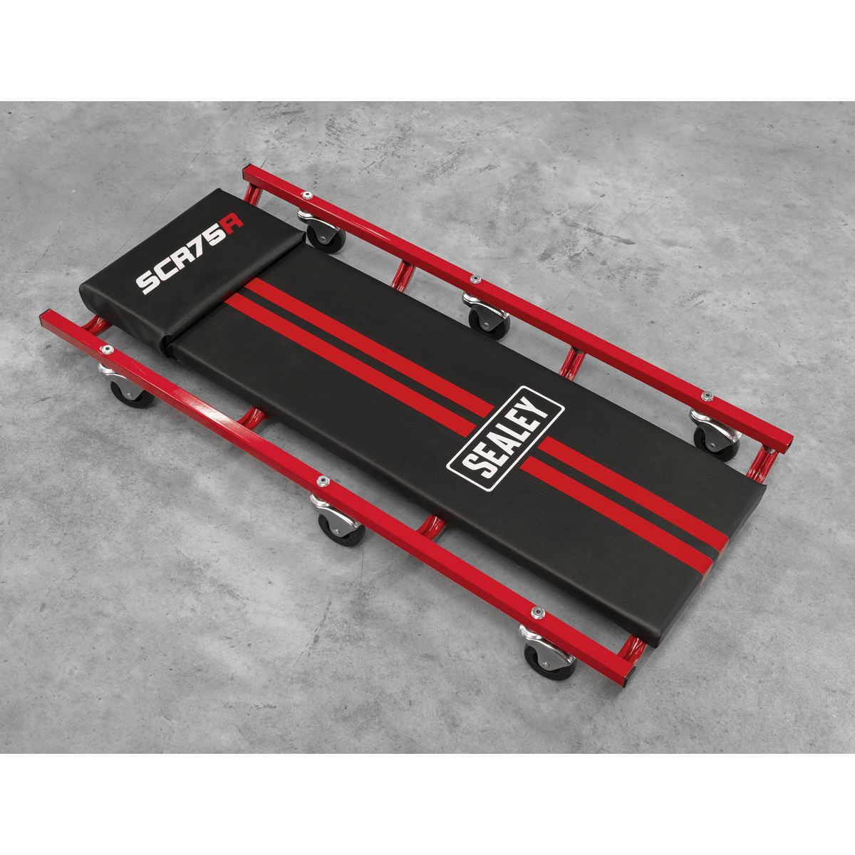 Sealey SCR75 36" Deluxe American-Style Creeper with Steel Frame & 6 Wheels - Red