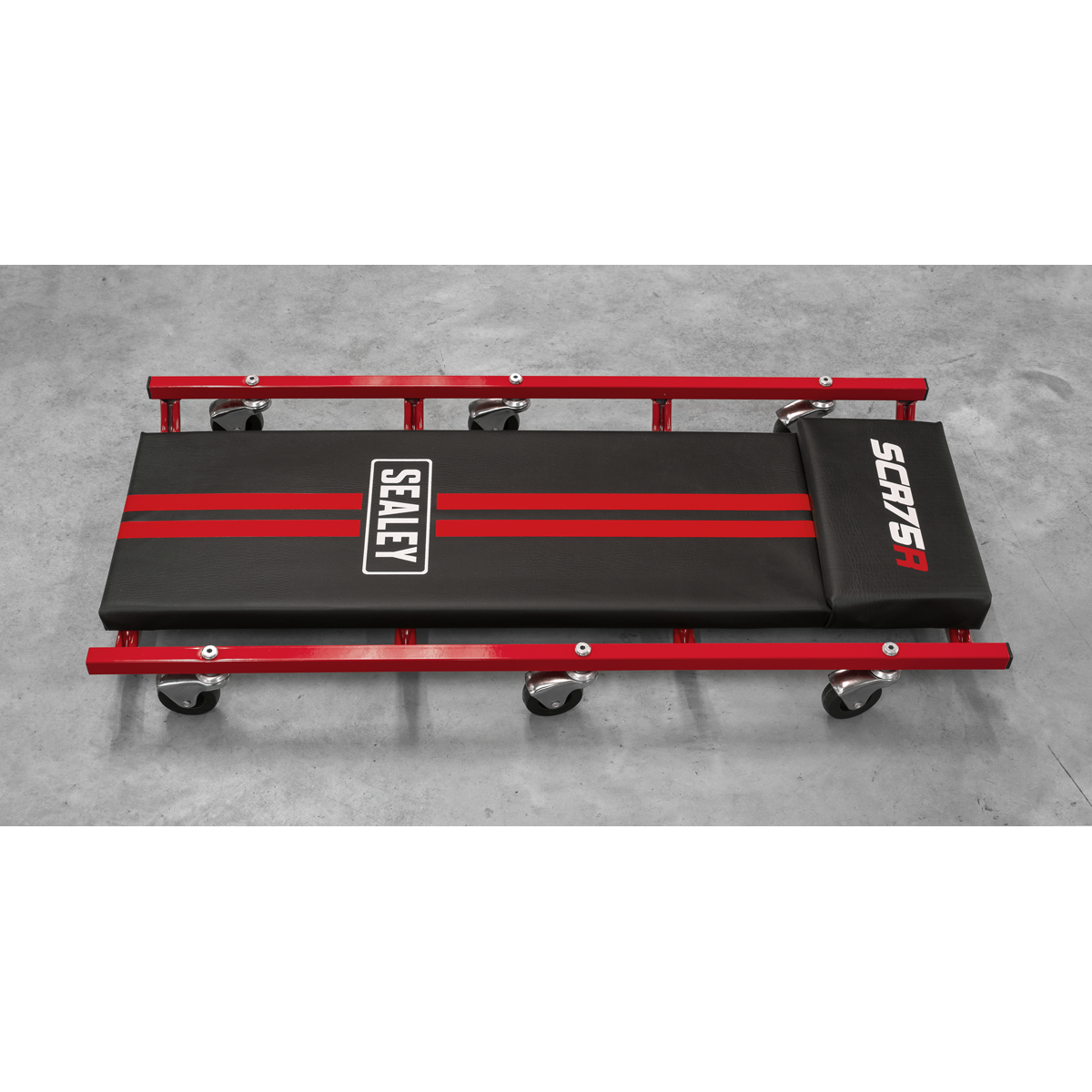 Sealey SCR75 36" Deluxe American-Style Creeper with Steel Frame & 6 Wheels - Red