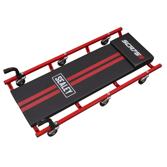 Sealey SCR75 36" Deluxe American-Style Creeper with Steel Frame & 6 Wheels - Red