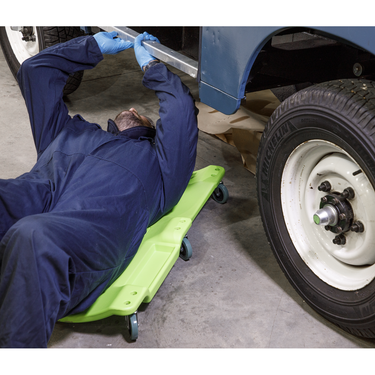 Sealey SCR80HV Composite Creeper with 6 Wheels - Hi-Vis Green