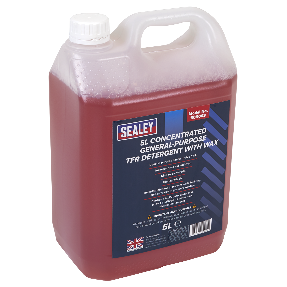 Sealey SCS003 Concentrated General-Purpose TFR Detergent with Wax 5L