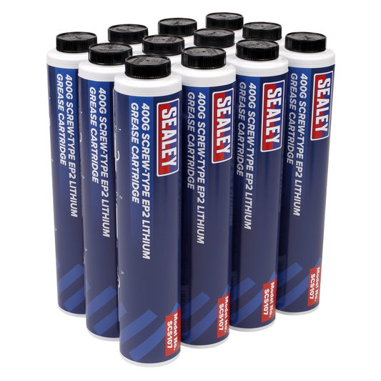 Sealey SCS108 EP2 Lithium Grease Cartridge Screw-Type 400g - Pack of 12