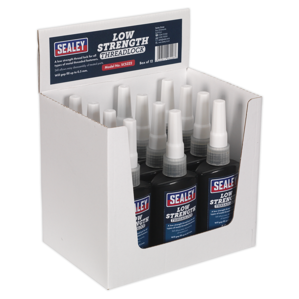 Sealey SCS222 Low Strength Thread Lock 50ml - Pack of 12