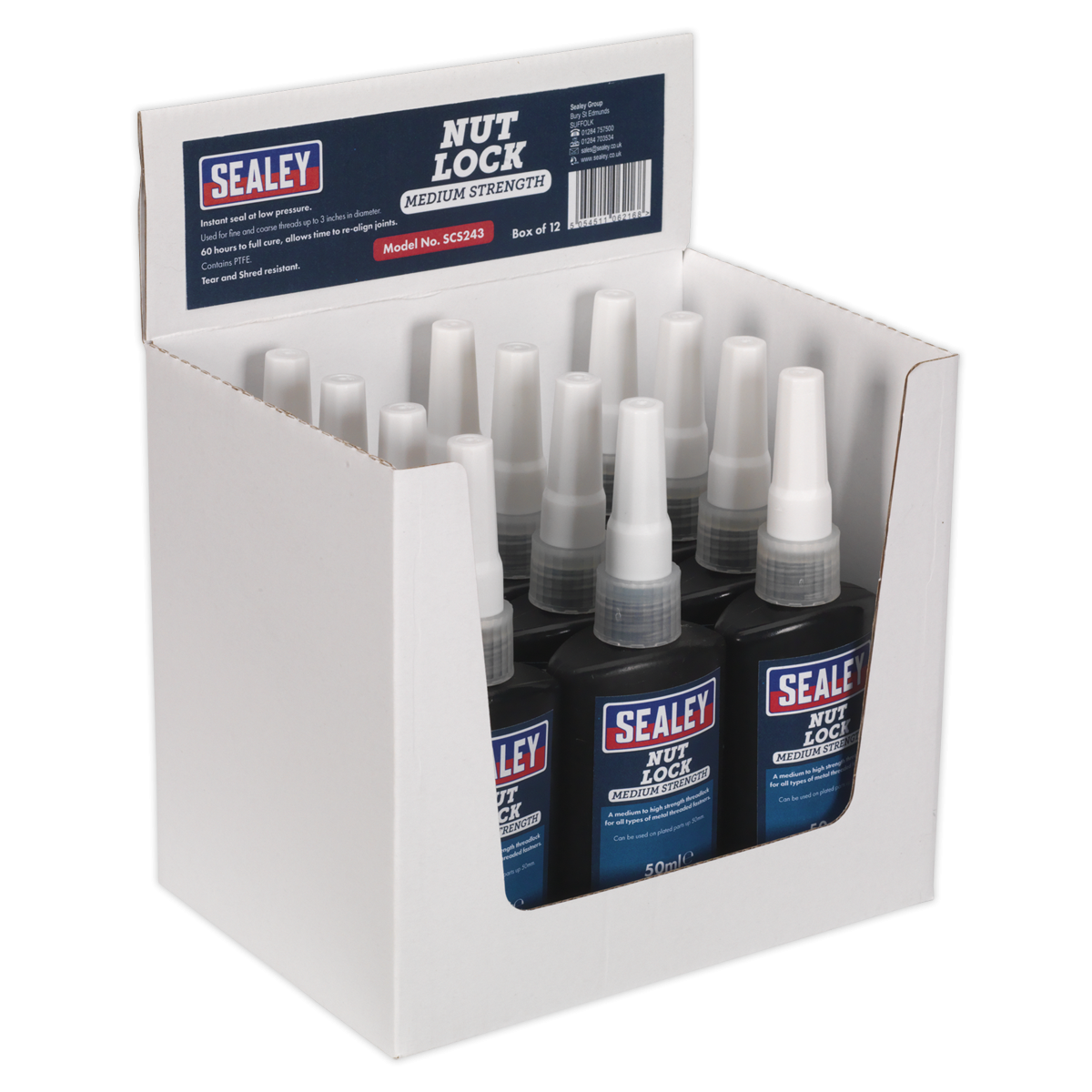 Sealey SCS243 Medium Strength Nut Lock 50ml - Pack of 12