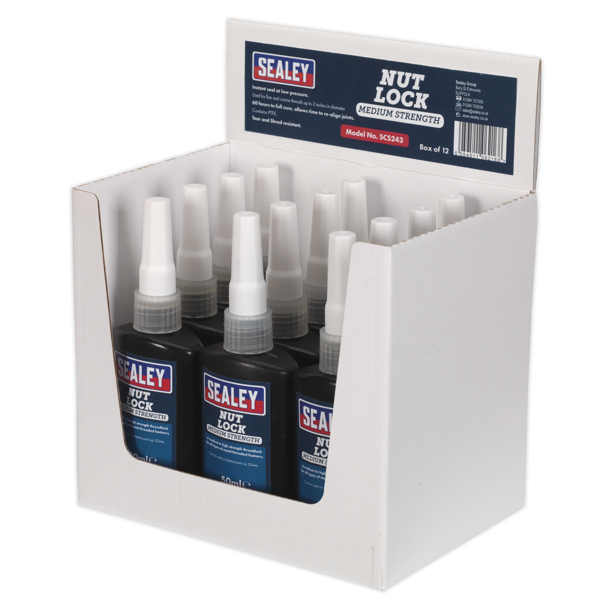 Sealey SCS243 Medium Strength Nut Lock 50ml - Pack of 12