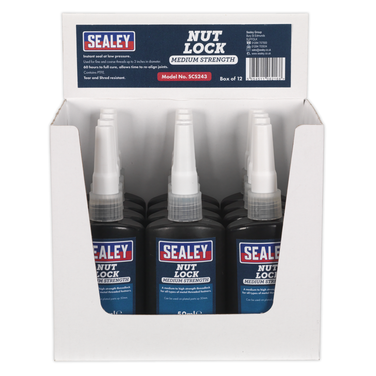 Sealey SCS243 Medium Strength Nut Lock 50ml - Pack of 12
