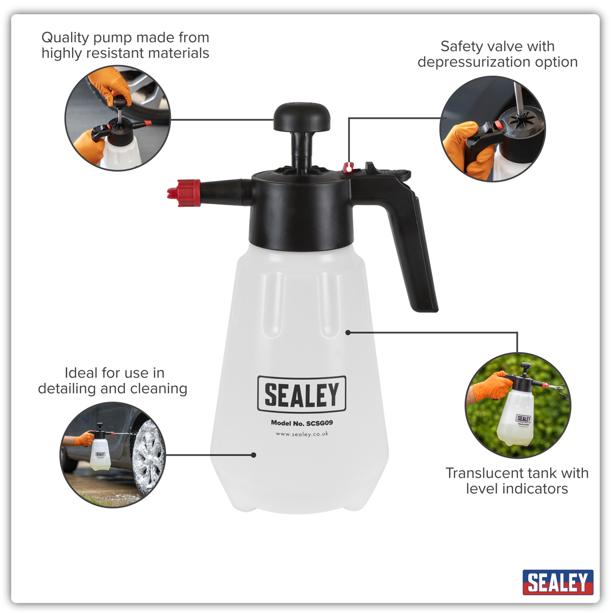 Sealey SCSG09 Snow Foaming/Detailing/Maintenance Pressure Sprayer 2L