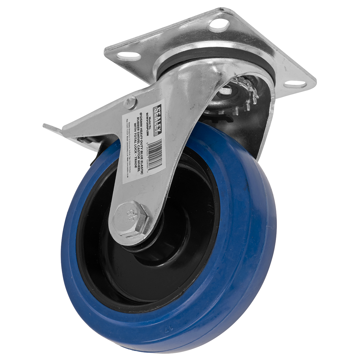 Sealey SCW3125SPLEM 125mm Castor Wheel with Swivel Plate & Total Lock