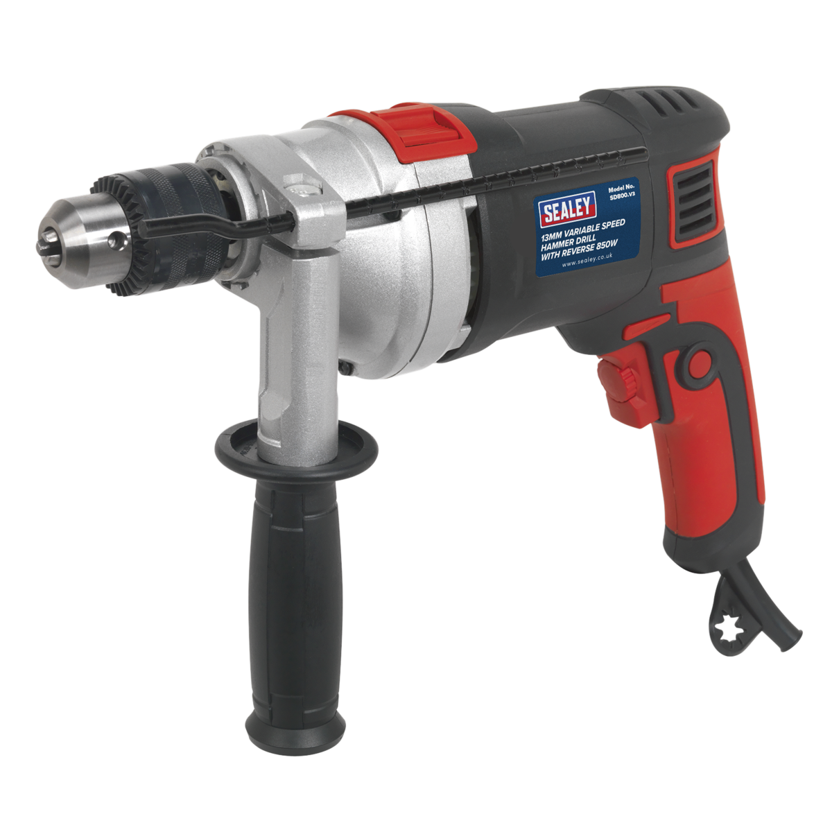 Sealey SD800 13mm Variable Speed Hammer Drill with Reverse 850W/230V