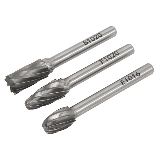 Sealey SDBCK3 Tungsten Carbide Rotary Burr Set 3pc - Ripper/Coarse