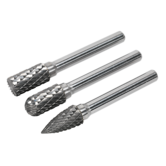 Sealey SDBK3 Tungsten Carbide Rotary Burr Set 3pc