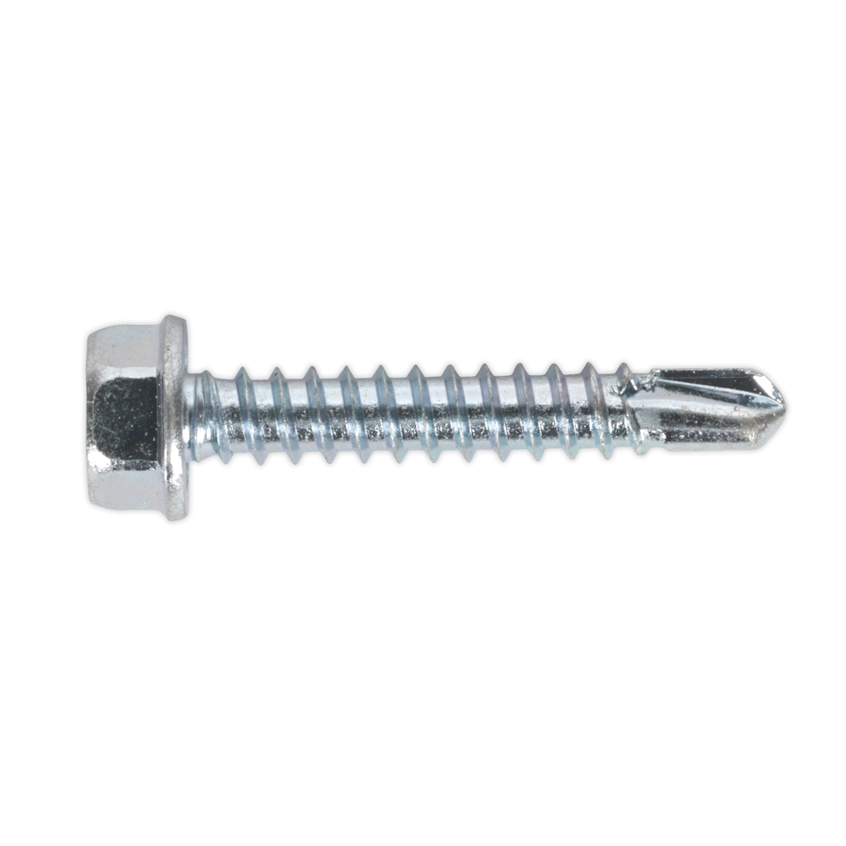 Sealey SDHX4225 Zinc Plated Self-Drilling Hex Head Screw 4.2 x 25mm - Pack of 100