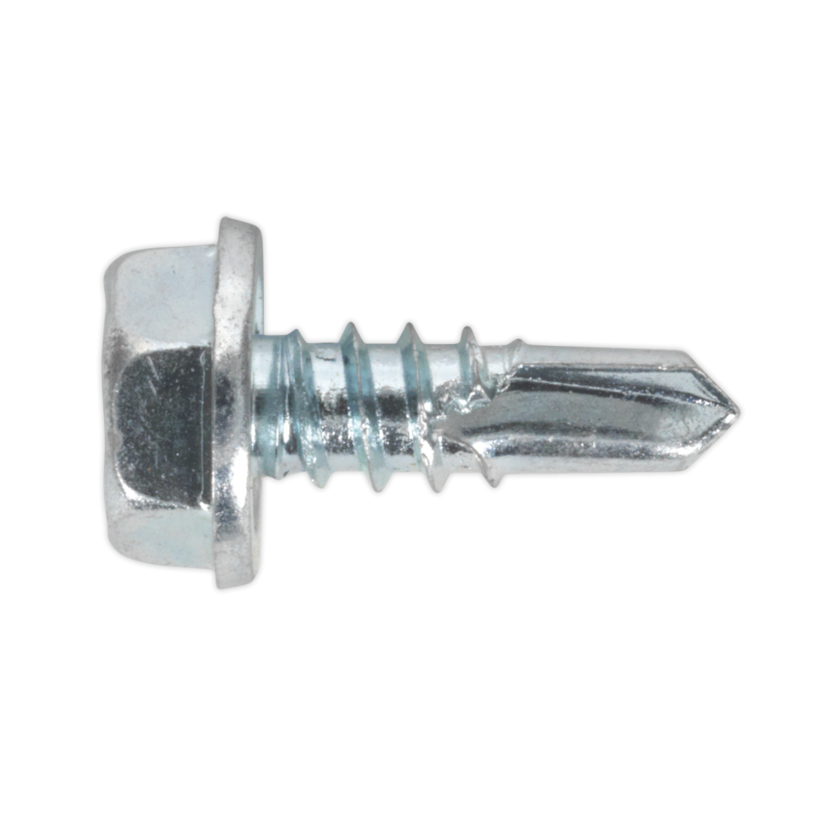Sealey SDHX4813 Zinc Plated Self-Drilling Hex Head Screw 4.8 x 13mm - Pack of 100