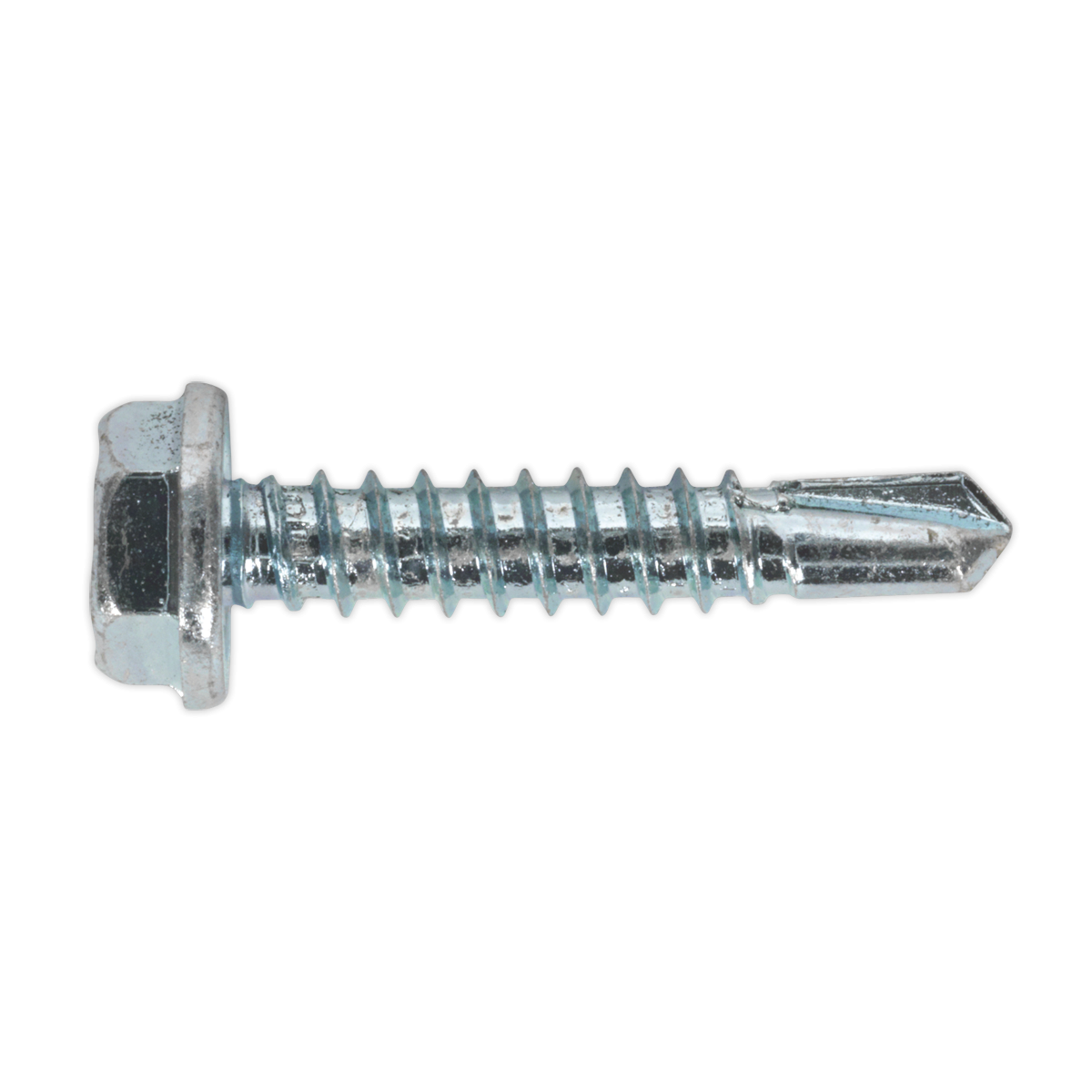 Sealey SDHX4825 Zinc Plated Self-Drilling Hex Head Screw 4.8 x 25mm - Pack of 100