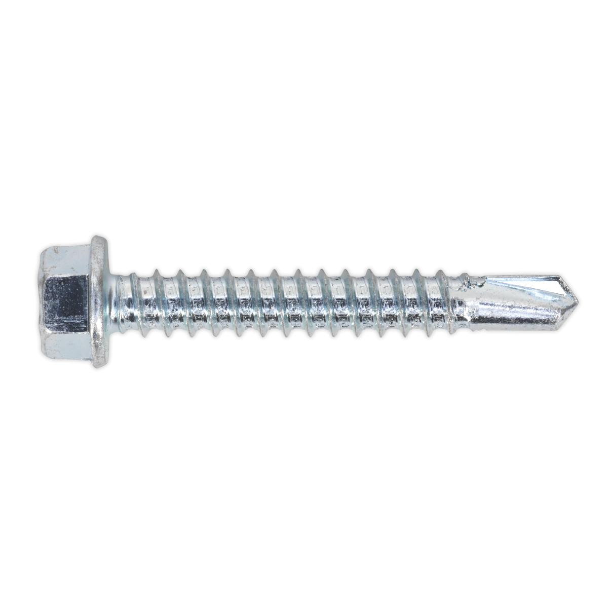 Sealey SDHX5538 Zinc Plated Self-Drilling Hex Head Screw 5.5 x 38mm - Pack of 100