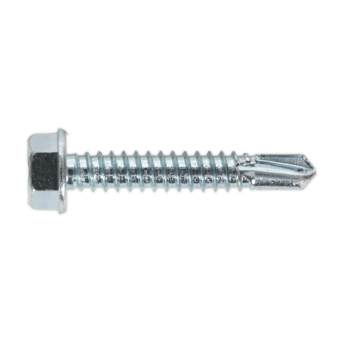 Sealey SDHX6338 Zinc Plated Self-Drilling Hex Head Screw 6.3 x 38mm - Pack of 100
