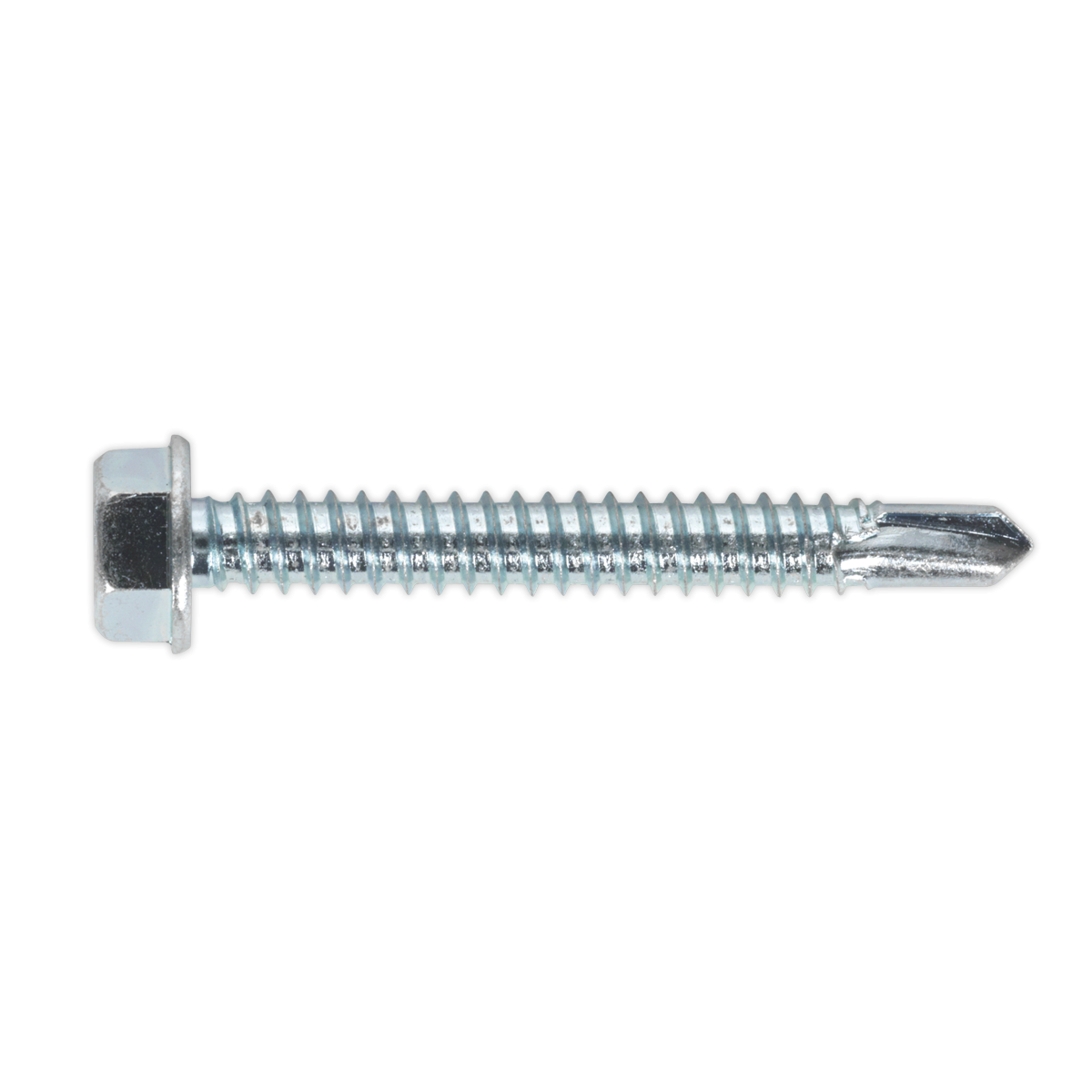 Sealey SDHX6350 Zinc Plated Self-Drilling Hex Head Screw 6.3 x 50mm - Pack of 100