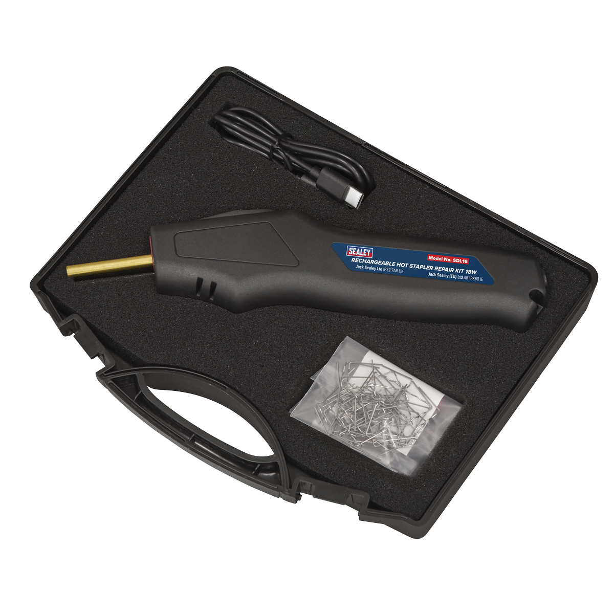 Sealey SDL16 Rechargeable Hot Stapler Repair Kit 18W