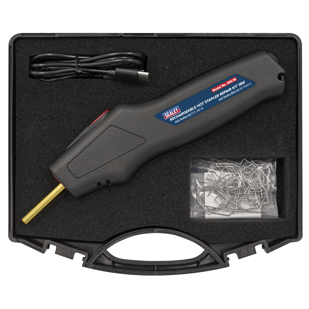 Sealey SDL16 Rechargeable Hot Stapler Repair Kit 18W