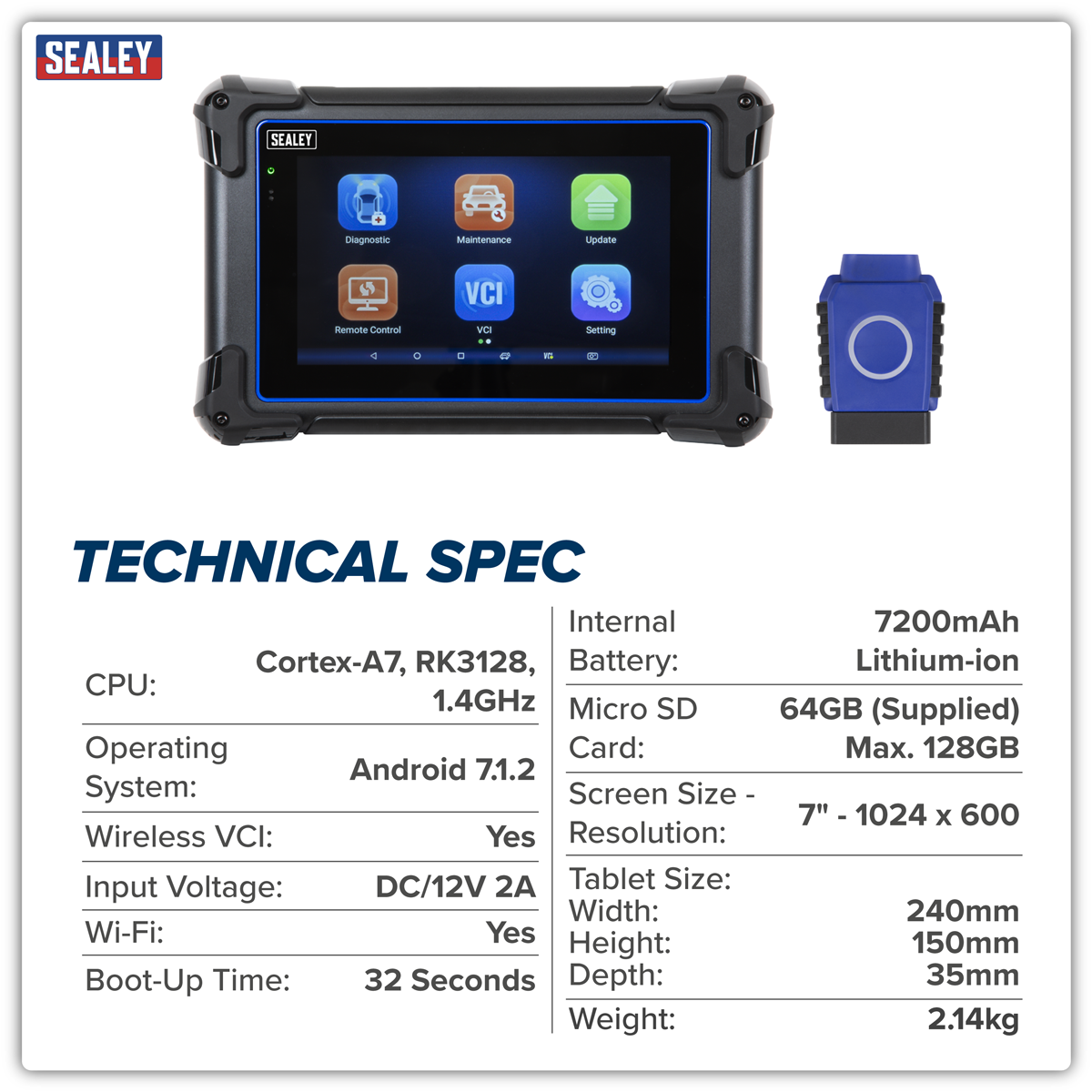 Sealey SDS1R Diagnostic Tablet & Trolley - Red