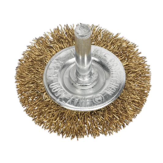 Sealey SFB50 50mm Crimped Flat Wire Brush with 6mm Shaft