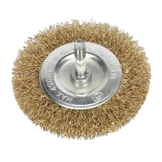 Sealey SFB75 75mm Crimped Flat Wire Brush with 6mm Shaft
