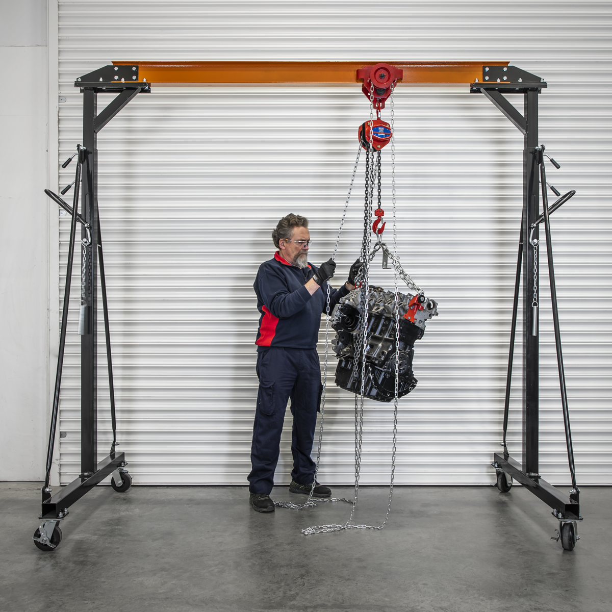 Sealey SG1000KITG Portable Adjustable Gantry Frame with Geared Trolley Combo 1 Tonne