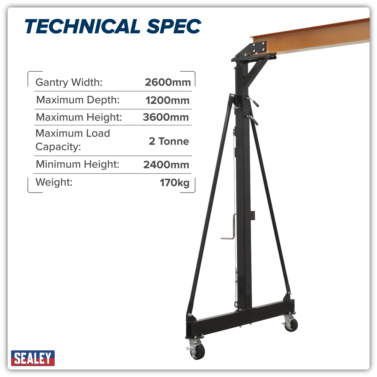 Sealey SG2000W Portable Lifting Adjustable Gantry Frame 2 Tonne