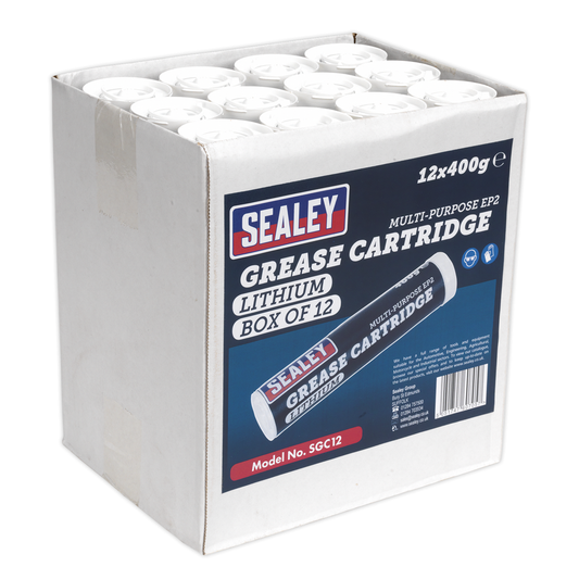 Sealey SGC12 EP2 Lithium Grease Cartridge 400g - Pack of 12