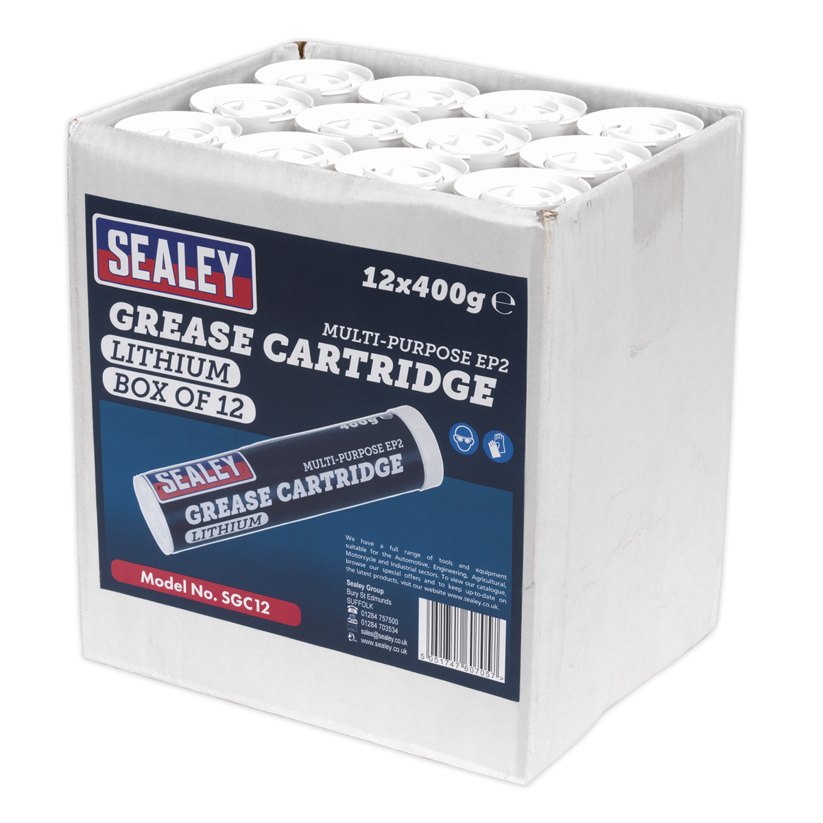 Sealey SGC12 EP2 Lithium Grease Cartridge 400g - Pack of 12