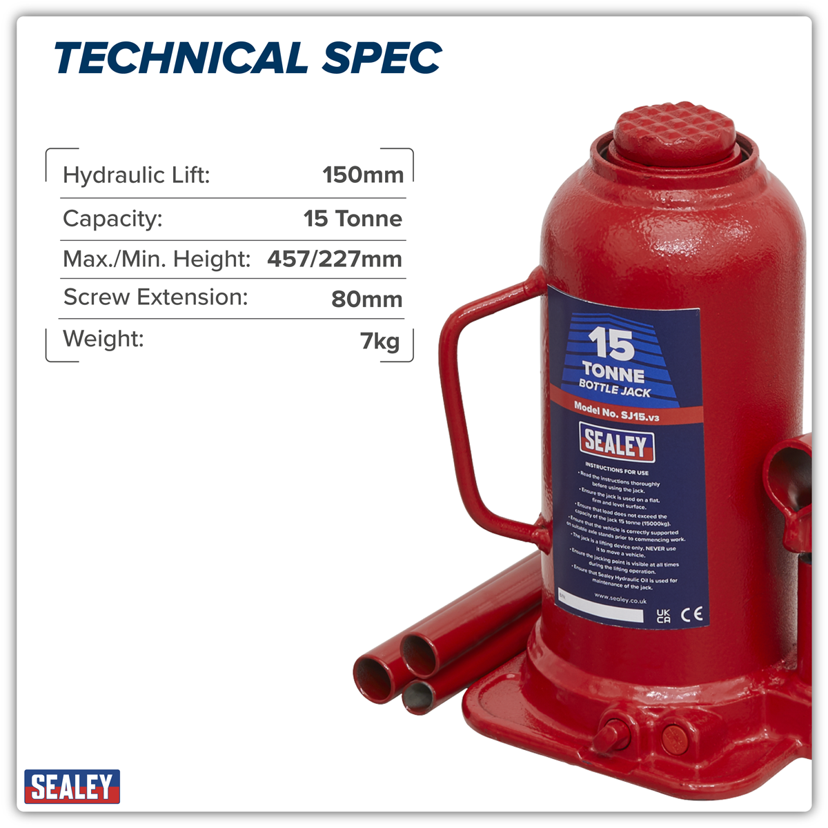Sealey SJ15 Bottle Jack 15 Tonne