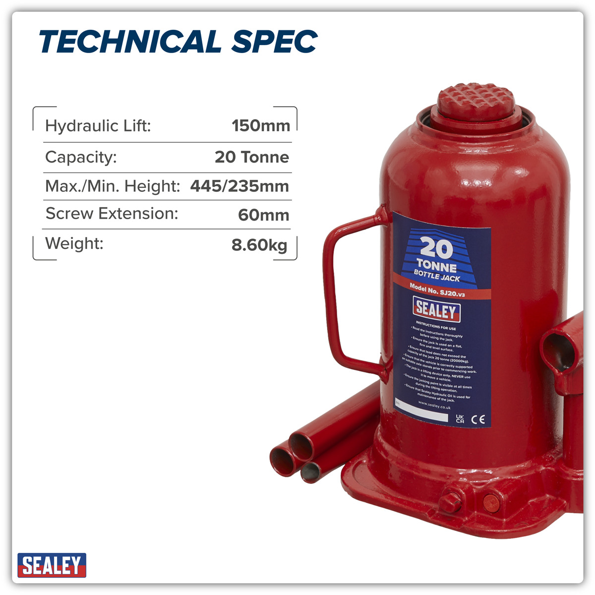 Sealey SJ20 Bottle Jack 20 Tonne