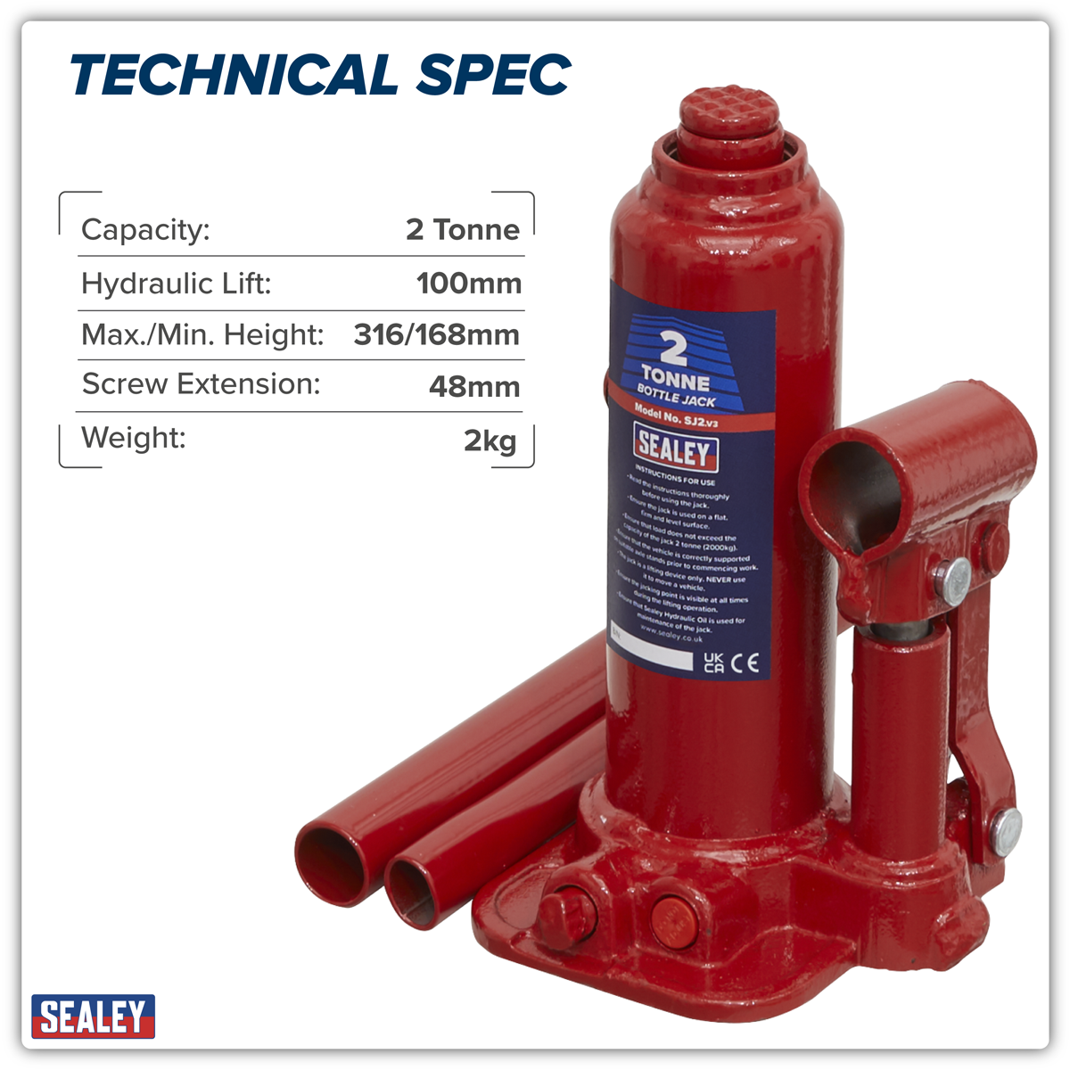 Sealey SJ2 Bottle Jack 2 Tonne