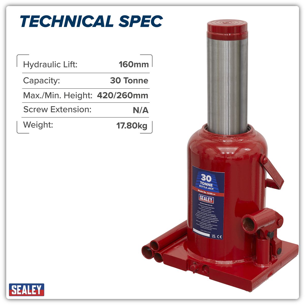Sealey SJ30 Bottle Jack 30 Tonne