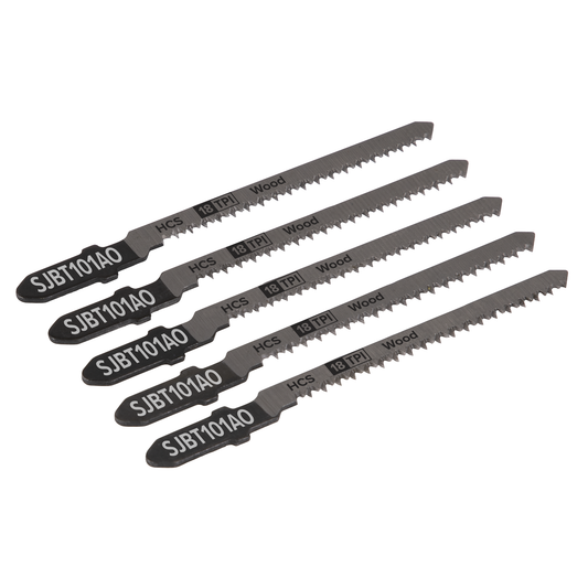 Sealey SJBT101AO Jigsaw Blade for Hard Wood 83mm 18tpi - Pack of 5