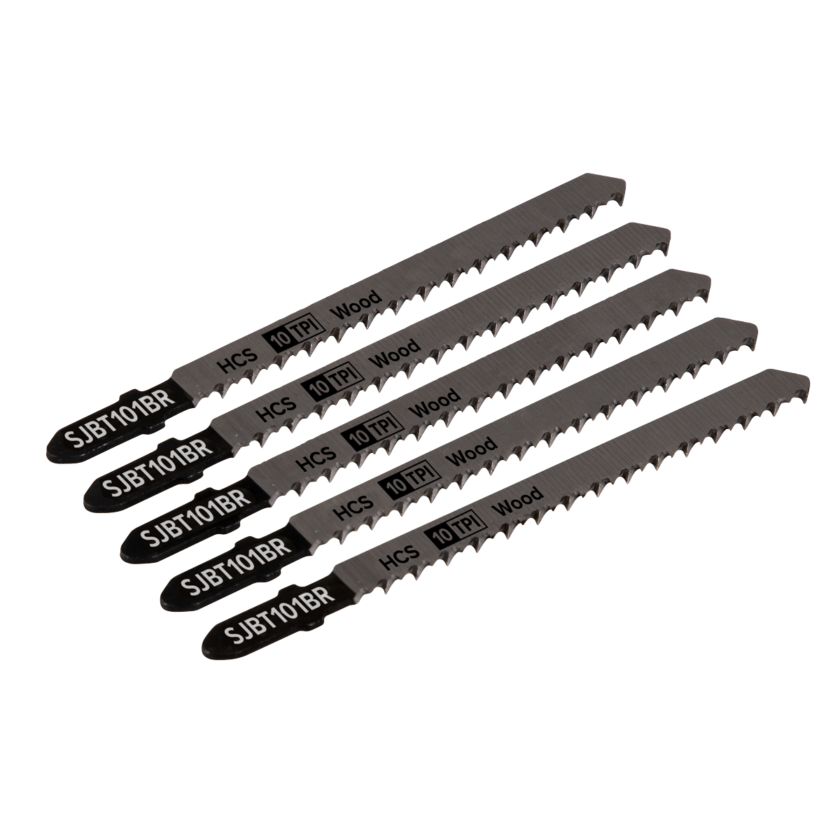 Sealey SJBT101BR Jigsaw Blade for Hard Wood Downward Cut 100mm 10tpi - Pack of 5