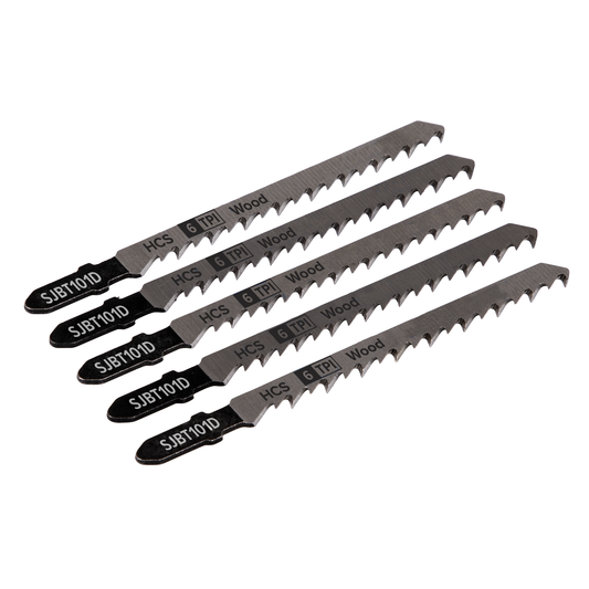 Sealey SJBT101D Jigsaw Blade for Hard Wood 100mm 6tpi - Pack of 5