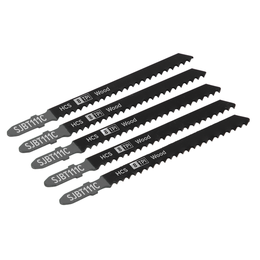 Sealey SJBT111C Jigsaw Blade for General Wood 100mm 8tpi - Pack of 5
