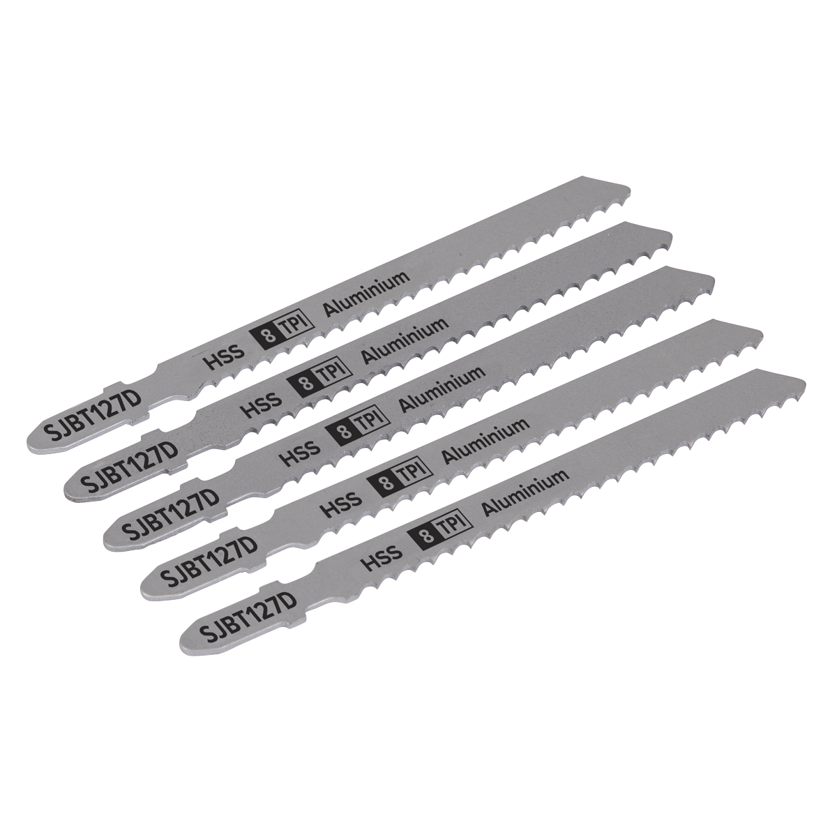 Sealey SJBT127D Jigsaw Blade for Aluminium 100mm 8tpi - Pack of 5