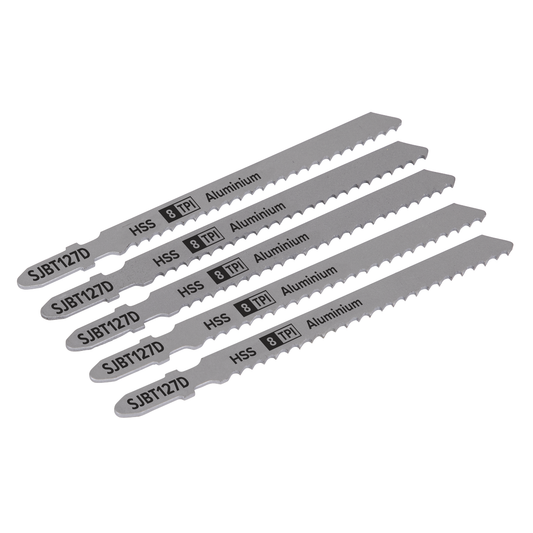 Sealey SJBT127D Jigsaw Blade for Aluminium 100mm 8tpi - Pack of 5
