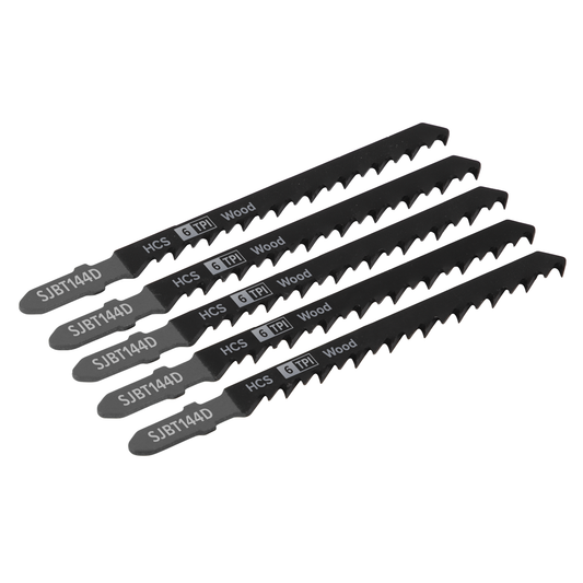 Sealey SJBT144D Jigsaw Blade for General Wood 100mm 6tpi - Pack of 5