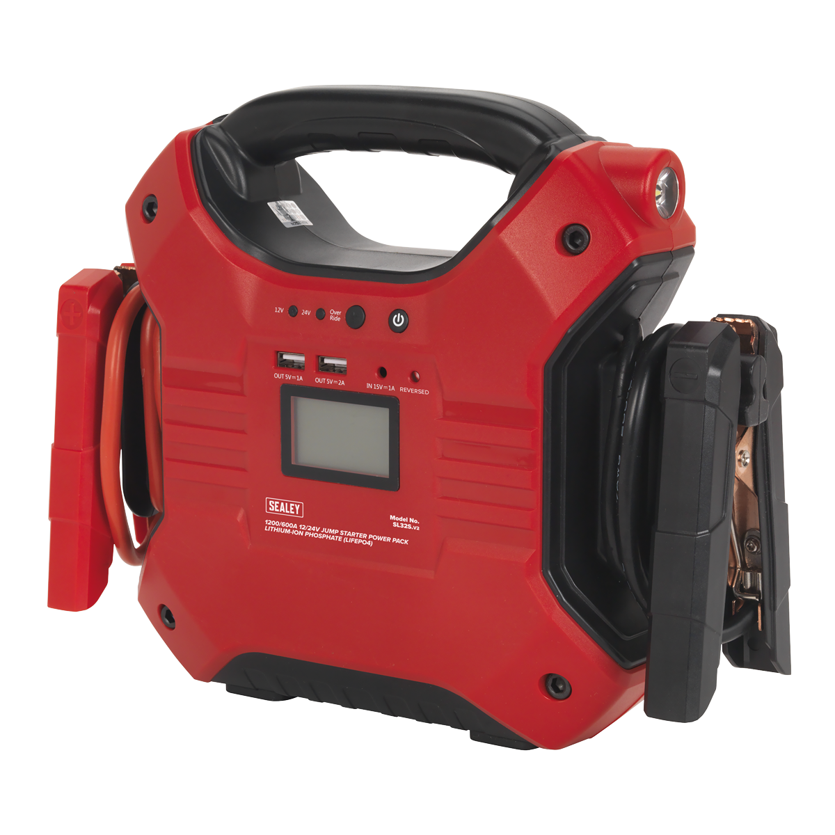 Sealey SL32S 12/24V Jump Starter Power Pack Lithium-ion Phosphate (LiFePo4) 1200/600 Peak Amps