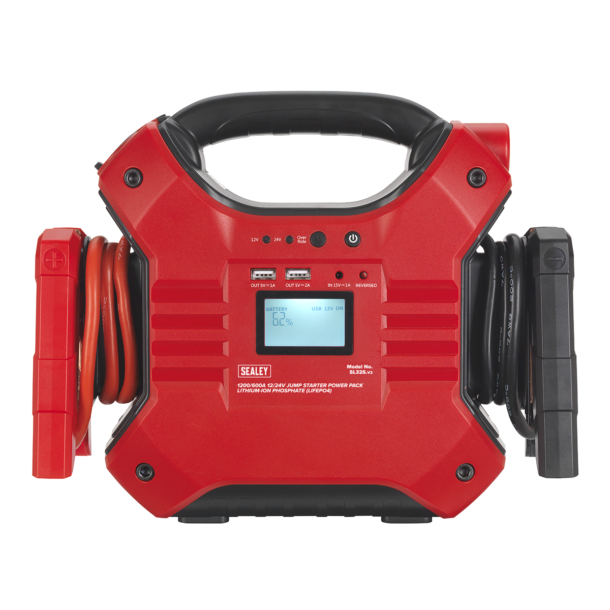 Sealey SL32S 12/24V Jump Starter Power Pack Lithium-ion Phosphate (LiFePo4) 1200/600 Peak Amps