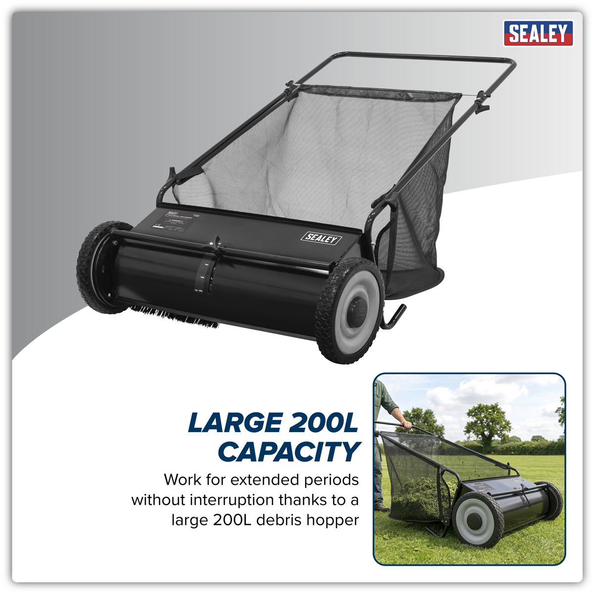 Sealey SLS26 26" Walk Behind Garden Sweeper 200L Capacity