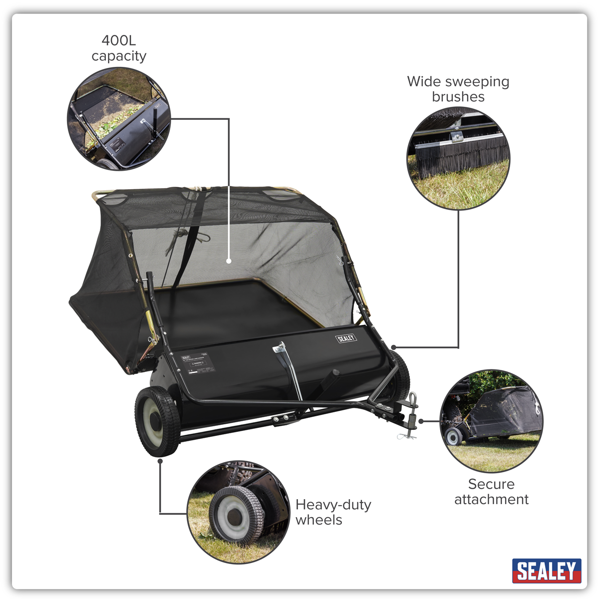 Sealey SLS42T 42" Tow-Behind Lawn Sweeper