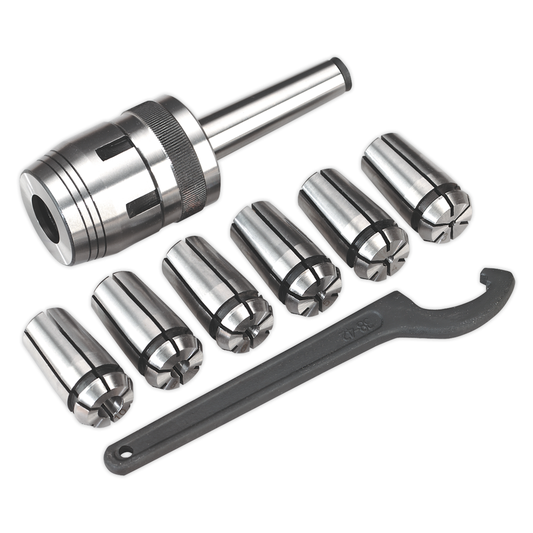 Sealey SM2503MCSET Mill Chuck Set MT2-M10 3-10mm