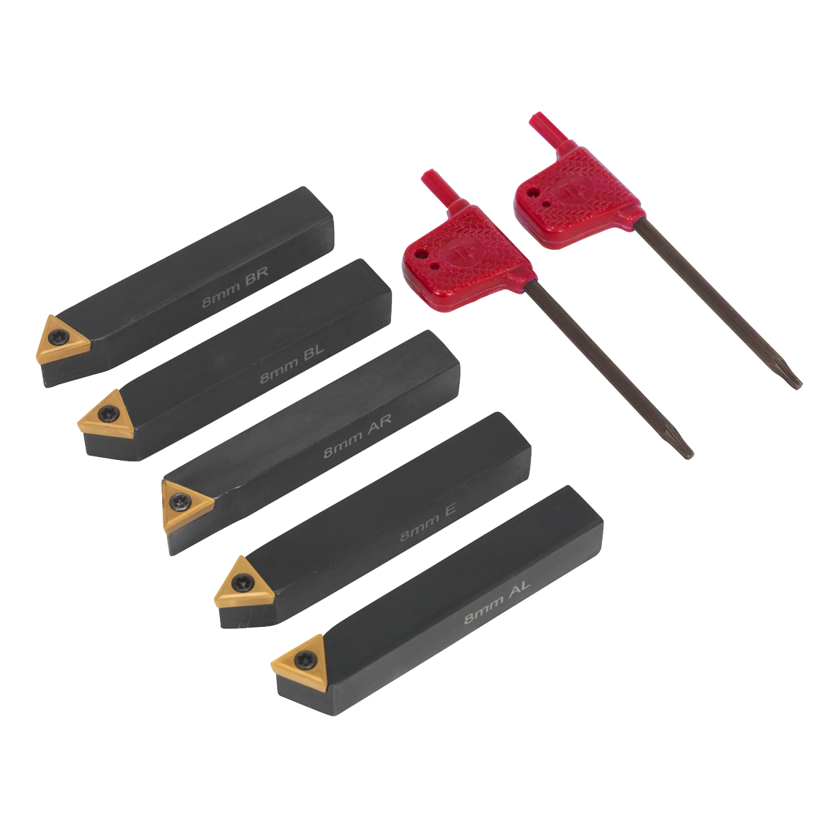 Sealey SM3025CS2 Indexable Lathe Turning Tool Set 8mm 5pc